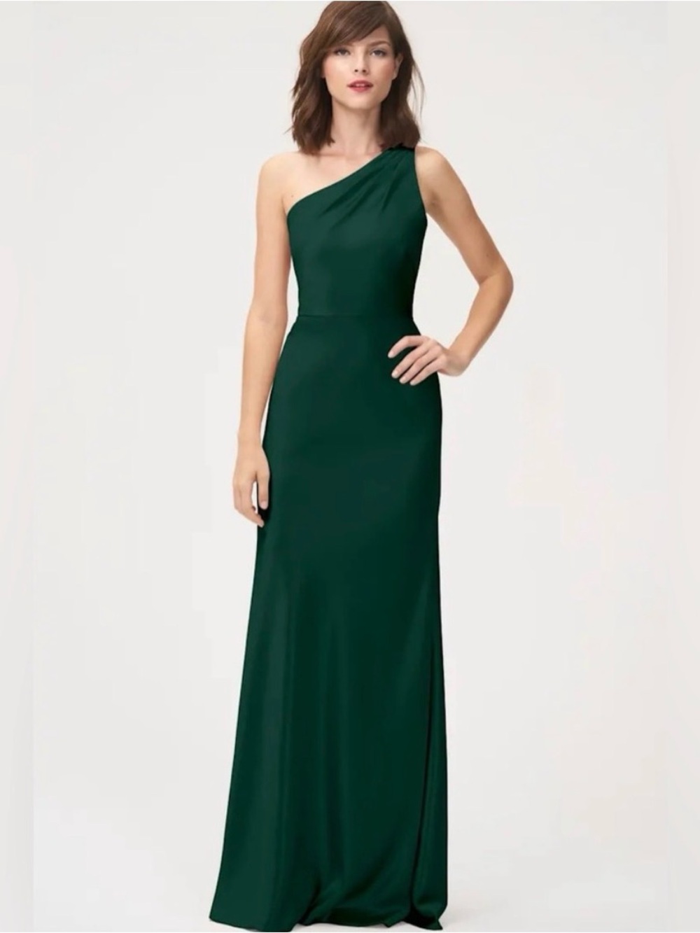 Jenny Yoo The Lena Dress One-Shoulder Emerald Gown